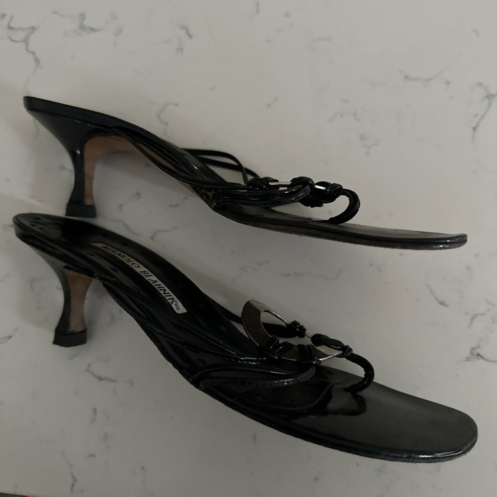 Manolo Blahnik Black Strappy Heels